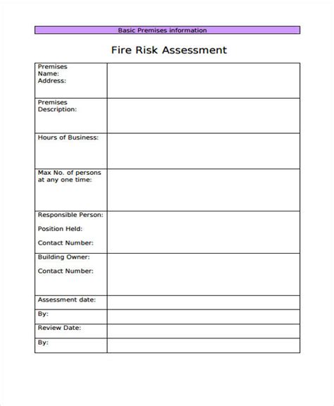 Fire Risk Assessment Form Template Free - FREE PRINTABLE TEMPLATES