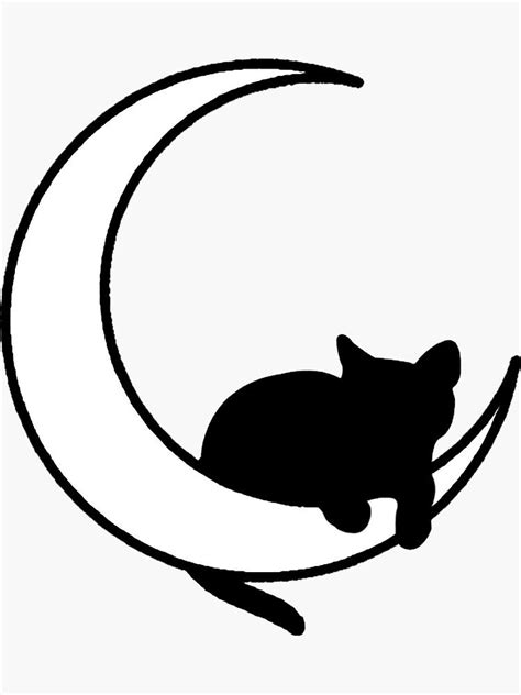 "Moon + Cat" Sticker by BADCHANEL | Redbubble | Black cat tattoos, Easy ...