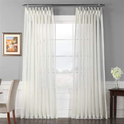 Exclusive Fabrics & Furnishings Off White Extra Wide Double Layered Rod Pocket Sheer Curtain ...