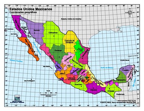 Mapa de México con coordenadas geográficas - Mapa de México