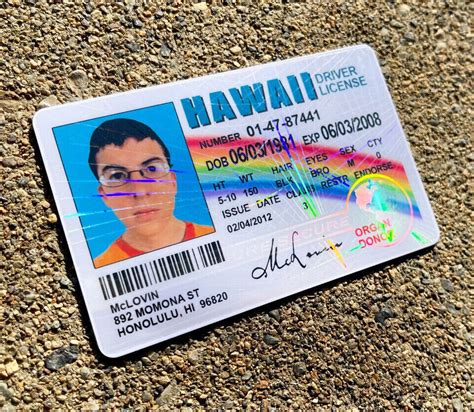 McLovin ID Card with Holographic Hawaii HI Drivers License Superbad ...