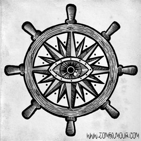 Pirate Ship Wheel Tattoo