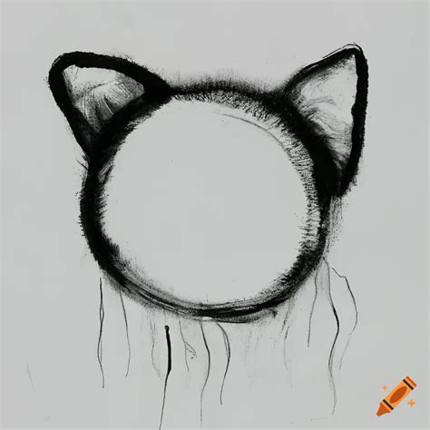 Black ink drawing of cat ears on a white background