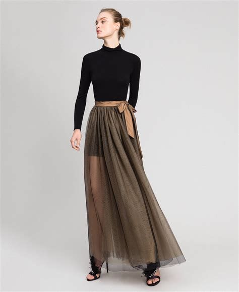 Long tulle skirt Woman, Black | TWINSET Milano