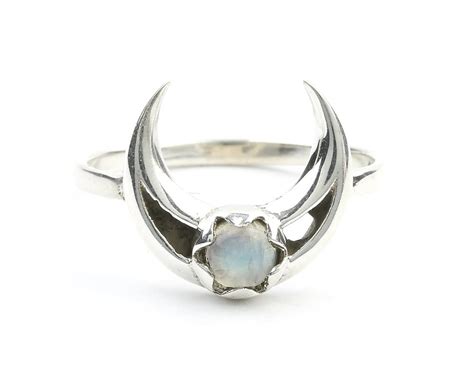 Moonstone Moon Ring, Sterling Silver Crescent Moon Moonstone Ring, Stone Jewelry, Gemstone ...