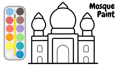 MOSQUE Drawings and Coloring Book Pages||How to Draw a mosque for kids easy step by tutorial ...