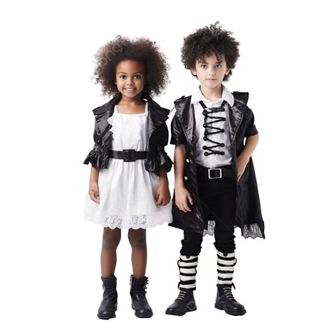 Halloween Kids Costume Party Cute Little Girl And Afro American Boy ...