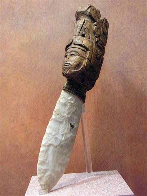 File:Aztec sacrificial knife with carved wooden handle (5732862709 ...