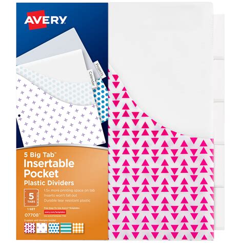 Buy Avery Dividers for 3 Ring Binders, 5 Tab Binder Dividers, Plastic Binder Dividers with ...