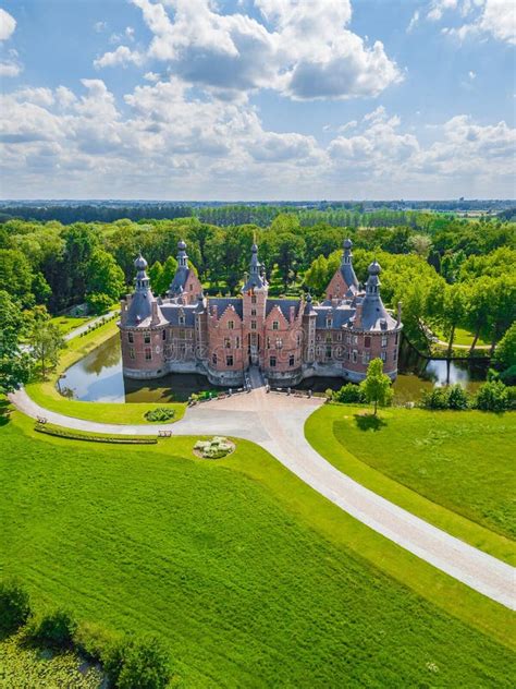 DEINZE, BELGIUM, BELGIUM - Jun 21, 2019: Aerial View of the Ooidonk ...