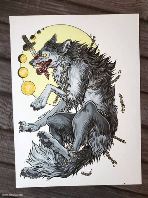 Fenrir Ragnarok Painting Fenrir Heroes And Villians Filip Nord - Yellowstone