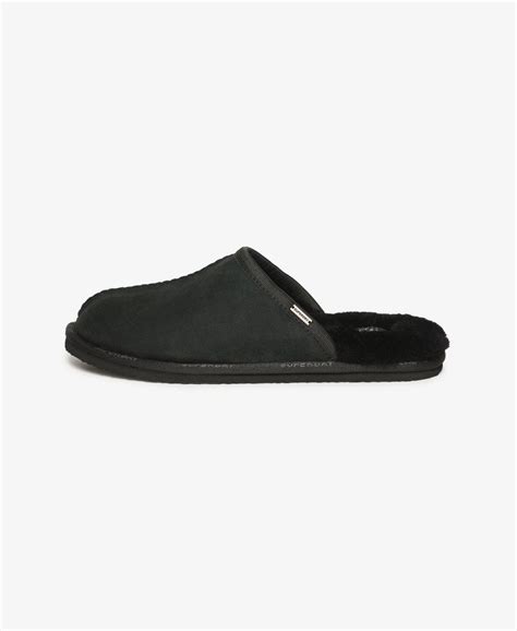 Men’s - Suede Mule Slippers in Black | Superdry