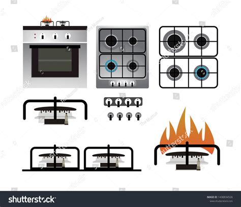 Gas Stove Top Side Front View Stock Vector (Royalty Free) 1438834526 ...