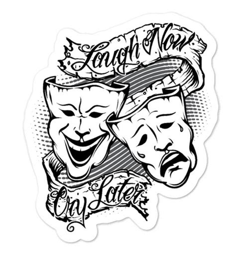 Laugh Now Cry Later Drama Masks Happy Sad Clown Face Tattoo - Etsy UK