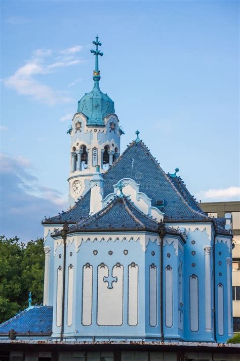 Colorful Blue Church in Bratislava Saint Elizabeth Stock Image - Image ...