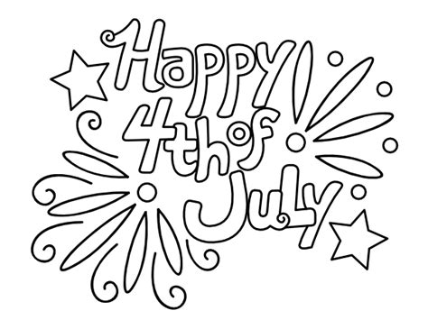 Printable Simple Fourth Of July Coloring Page