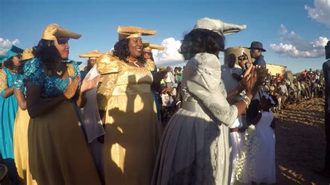 Herero women's procession at Herero wedding in Talismanis, Gobabis ...