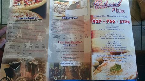 Menu at Colonial Pizza pizzeria, Cedarville, 98 N Main St