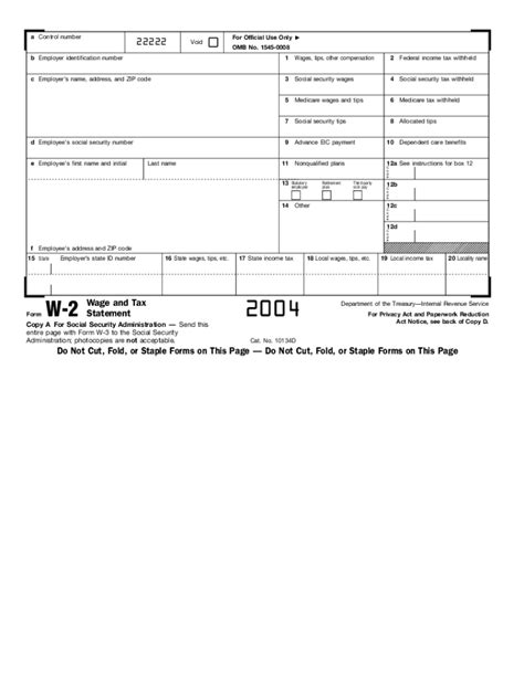 2004 Form IRS W-2 Fill Online, Printable, Fillable, Blank - pdfFiller