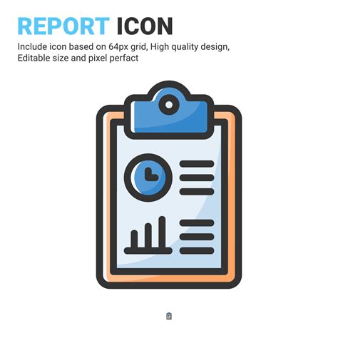 Report icon vector with outline color style isolated on white background. Vector illustration ...