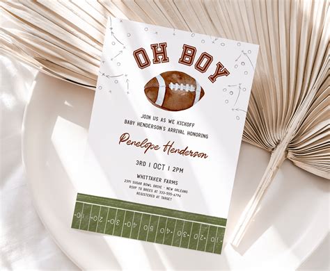 Football Baby Shower Invitation Template, Editable Tailgate Baby Shower ...