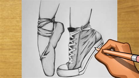 How To Draw A Realistic Shoes Step By Step With A Pencil - Dancing Shoes Drawing For Beginer ...