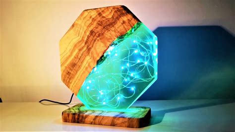 Night Lamp with Epoxy Resin and Olive Wood - Resin Art - YouTube