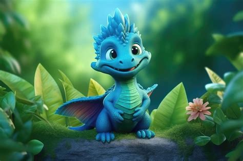 Premium AI Image | a cute adorable baby dragon lizard 3D Illustration ...