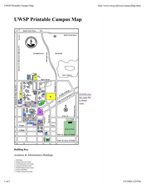 UWSP Printable Campus Map