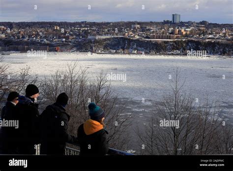 The view of Saint Lawrence River and town of Leivs from Plains of ...