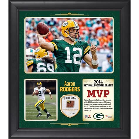 Aaron Rodgers Green Bay Packers Framed NFL Honors 2014 MVP 15" x 17" Collage with a Piece of ...