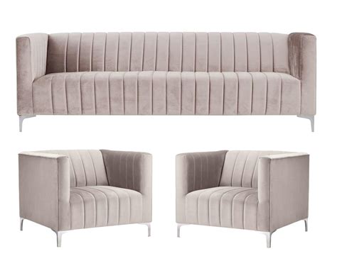 Felicia - Contemporary Velvet Sofa Set - Beige– Belle Fierté