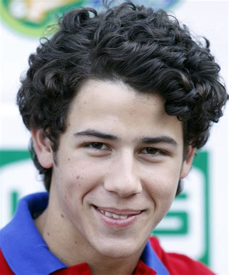 Nick Jonas Short Curly Casual Hairstyle - Black Hair Color