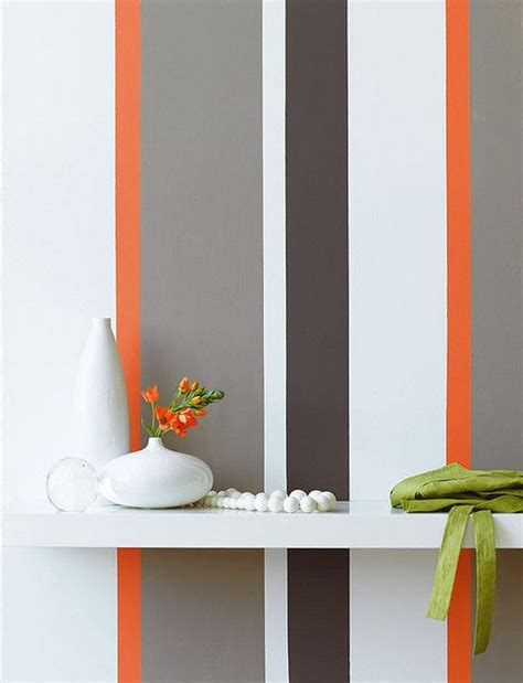 Grey and orange striped wall | Painting stripes on walls, Striped wall ...