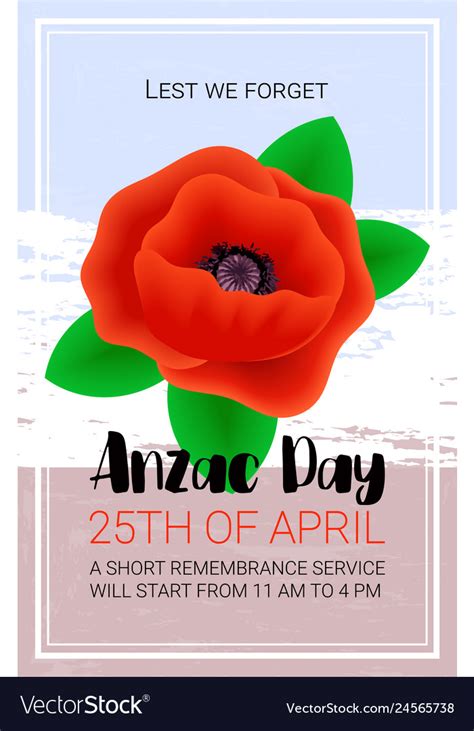 Anzac day lest we forget banner remembrance Vector Image