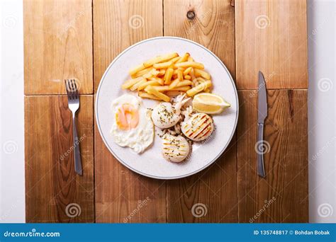 Overhead Shot Of Plate With Food Stock Image - Image of dish, potatoes: 135748817