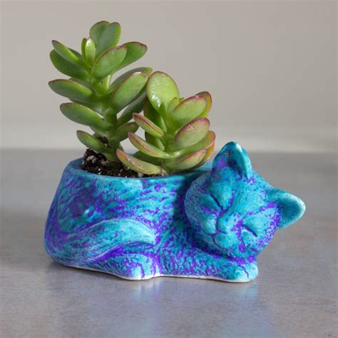 Kitty planter, ceramic succulent planter, handmade pottery planter Velvet Purple | Ceramic ...