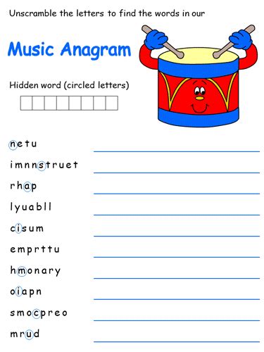 Music Themed Anagram Puzzles