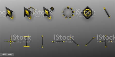 Black And Yellow Futuristic Custom Gaming Mouse Cursor Gui Icons Set Stock Illustration ...