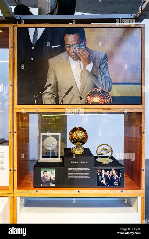 Ballon D'or Trophy received by soccer player Pele from FIFA as a lifelong achievement on display ...