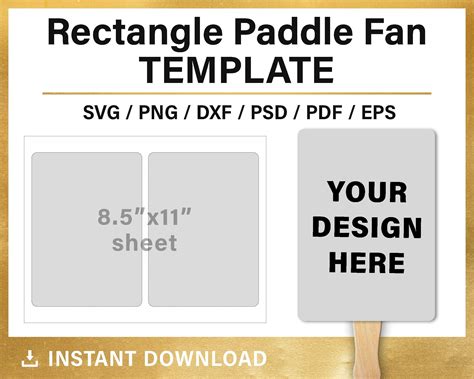 rectangle paddle fan template, blank template, editable, paddle fan, SVG, PNG, PSD, instant download