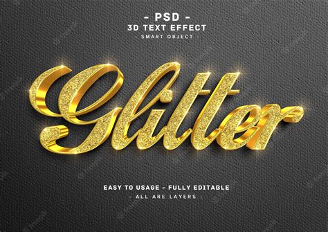 Premium PSD | 3d golden glitter text style effect