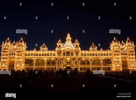 Mysore Palace lighting during night at Mysore, Karnataka, India Stock Photo - Alamy