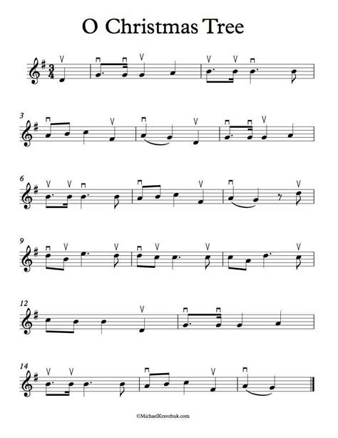 Free Violin Sheet Music – O Christmas Tree – Michael Kravchuk