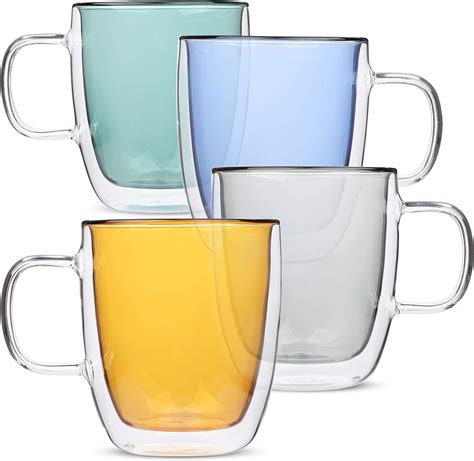 BTaT- Colored Double Walled Glass Coffee Mugs, Set Kuwait | Ubuy