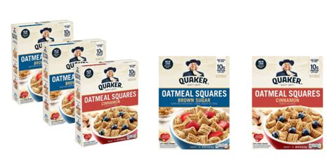 3 Boxes Quaker Oatmeal Squares Breakfast Cereal Variety Pack