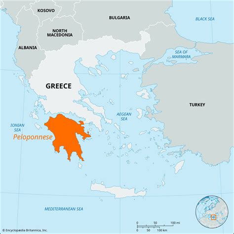 Ancient Map Of Peloponnesian Peninsula