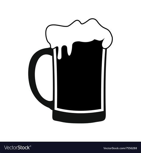 Mug of beer black simple icon Royalty Free Vector Image