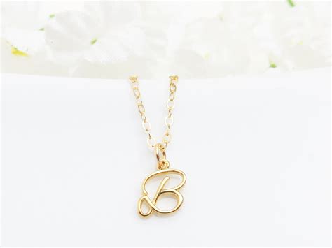 B Initial Necklace B Letter Necklace Alphabet Necklace Tiny - Etsy