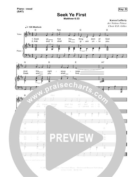 Seek Ye First Sheet Music PDF (Dennis Prince / Nolene Prince ...